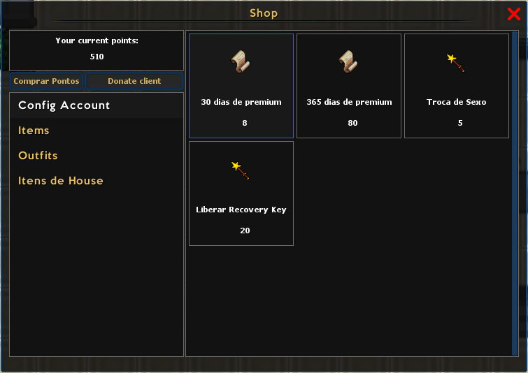 VIP Shop Interface